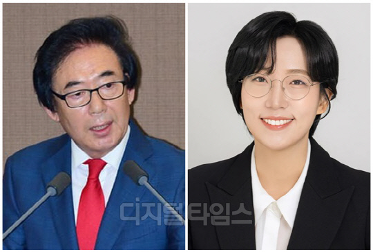 더불어민주당 소속 김기덕(왼쪽) 서울시의원과 장혜영 전 정의당 의원. <디지털타임스 DB>